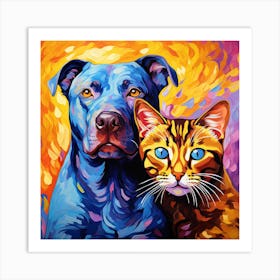 Dog And Cat Painting 3 Art Print