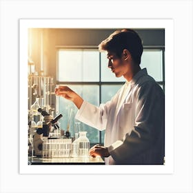 Young Scientist In A Laboratory Art Print