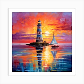 Sunset Lighthouse 3 Art Print