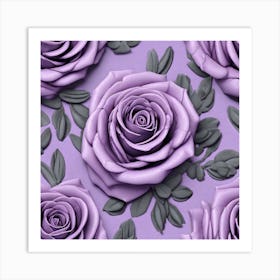 Purple Roses On A Purple Background Art Print