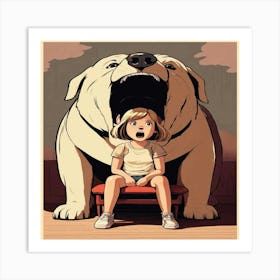 Girl With The Big Dog Art Print