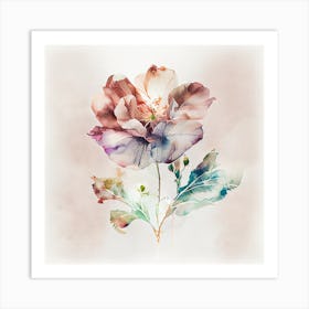 Vintage Watercolor Flower Abstract Art Print