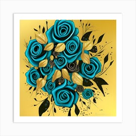 Teal Bouquet Art Print