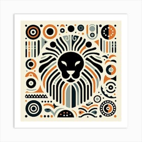 Scandinavian style, Symbols of Africa in the silhouette of a lion 3 Art Print