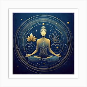 Yoga Woman In Lotus Position Art Print