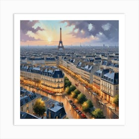 Cityscape Of Paris - Skyline View Art Print 1 Art Print