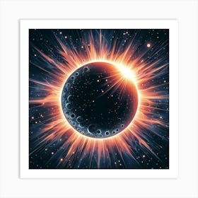 Sun Eclipse Vanish Phase Color Illustration Art Print