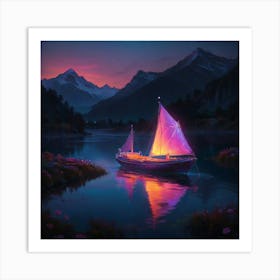 Sailboat At Sunset 1 Art Print