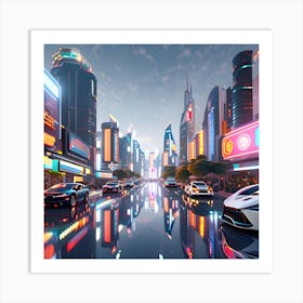 Metaverse, futuristic city, virtual world, white, hyper-realism, ultra-realism Art Print