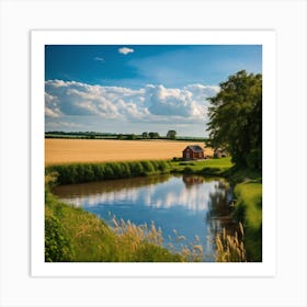 Red House In The Countryside Art Print