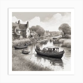 Boat On The River Art Print