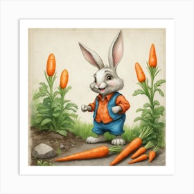 Rabbit With Carrots 46 Art Print