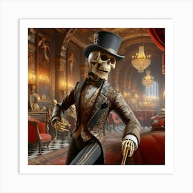 Skeleton In Top Hat 10 Art Print