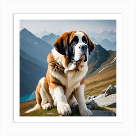 St Bernard Dog 34 Art Print