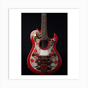 Heartstrings Monarchy: Queen of Hearts Guitar Elegance (6) Art Print