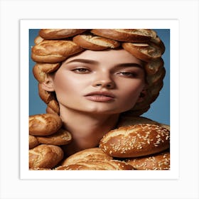 Woman With Buns On Her Head Art Print