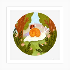 Snail In The Forest Art Print