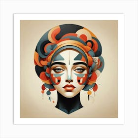 Default Folk Abstract Face Illustration 1 Art Print