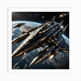 Spaceship In Space Art Print