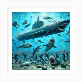 Sharks attack Art Print