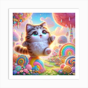 Lollipop Cat Art Print