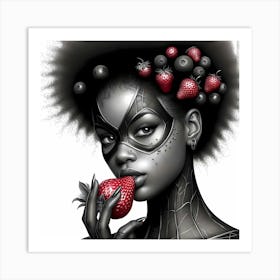 Afro Berry Punk Beauty With Mask Creative Drawing Art Print