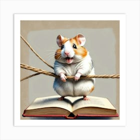 Hamster On Rope Art Print