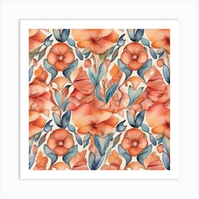 Watercolor Floral Pattern art print 1 Art Print