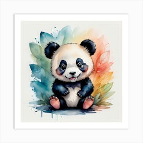 Panda Bear Watercolor Painting Art Print