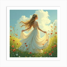 Beautiful Empress In A Watercolor Lush Meadow 1 Art Print