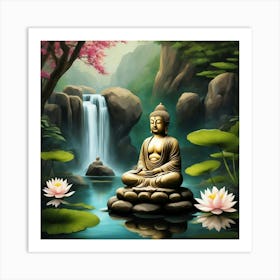 Buddha In The Water Art Print