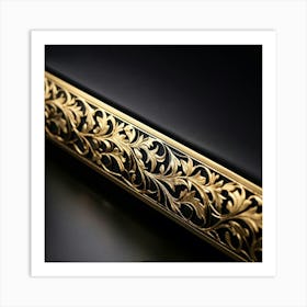 Bright Gold Metallic Border Smooth Texture Intricate Filigree Patterns Glinting Under Soft Diffu (1) Art Print