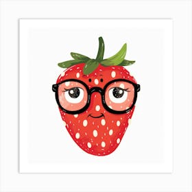 Strawberry With Glasses 3 Art Print