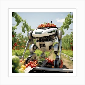 Robot Harvesting Tomatoes Art Print