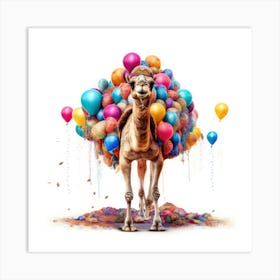 Camel With Balloons Art Print