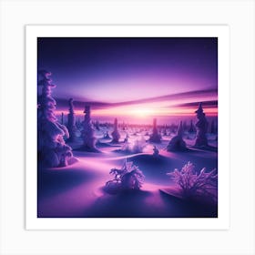 Purple Snowy Landscape Art Print