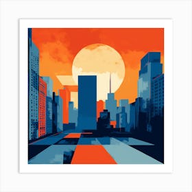 Cityscape At Sunset Art Print