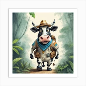 Cow In The Jungle 1 Art Print