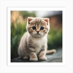 A Cute Scottish Fold Kitty, Pixar Style, Watercolor Illustration Style 8k, Png (16) Art Print