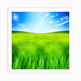 Green Grass A Blue Sky And A Background Of Calm Colors Suitable As A Wall Painting With Beautifu (2) Art Print