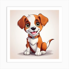 Cute Puppy Cartoon Illustration Art Print