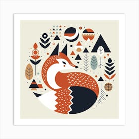 Scandinavian style, Fox 2 Art Print