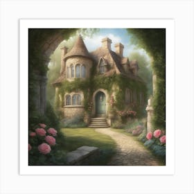 Cinderellas House Nestled In A Tranquil Forest Glade Boasts Walls Adorned With Climbing Roses Th (7) Art Print