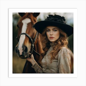 Beautiful Woman With A Horse 1 Art Print