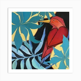 Kingfisher bird in the leaves Art Print