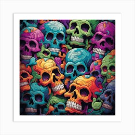 Colorful Skulls Art Print