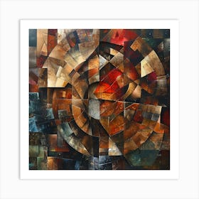 Round Abstract Painting - Cubism colorful cubism, cubism, cubist art,   abstract art, abstract painting  city wall art, colorful wall art, home decor, minimal art, modern wall art, wall art, wall decoration, wall print colourful wall art, decor wall art, digital art, digital art download, interior wall art, downloadable art, eclectic wall, fantasy wall art, home decoration, home decor wall, printable art, printable wall art, wall art prints, artistic expression, contemporary, modern art print, unique artwork, Art Print