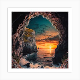Sunset In A Cave Art Print