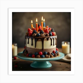 Birthday Cake With Candles Art Print