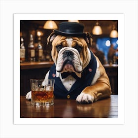 Bulldog Bartender Art Print